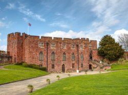 Shrewsbury Castle - wondrous views from a flower-lined fortification