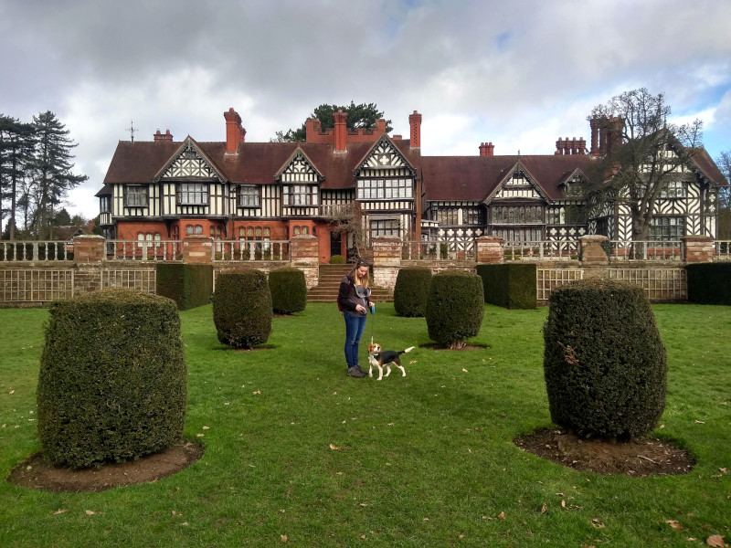 Rox and Elsa in-front of Wightwick Manor