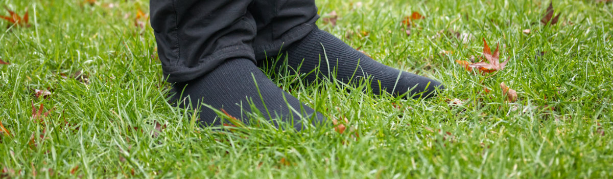 Waterproof socks on grass