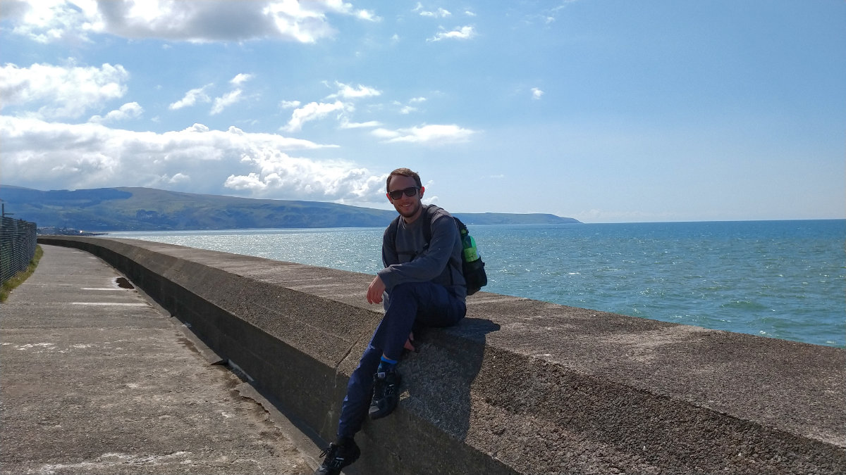 Taking a break along the sea-wall