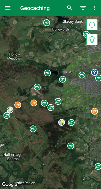 Geocaching app - map screen