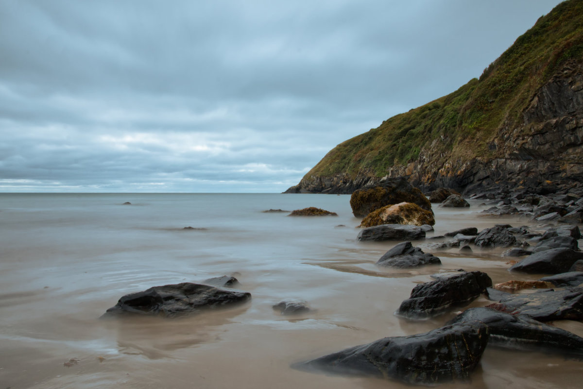 A stormy view out to see from Aberdaron beach