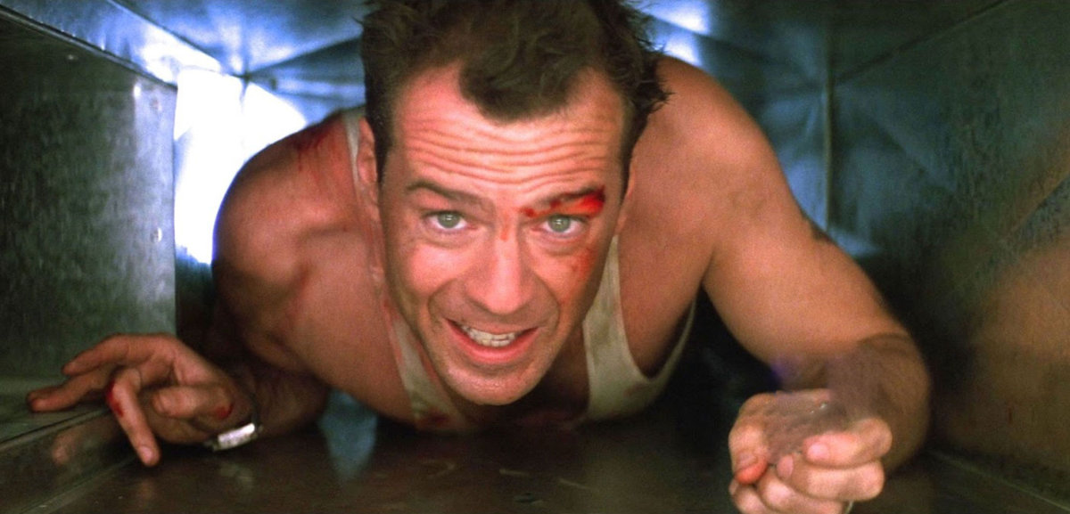 Bruce Willis crawling through an AC shaft