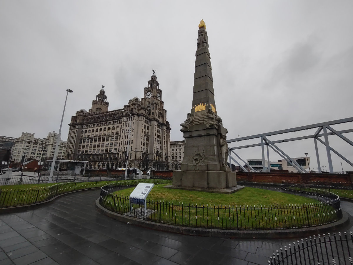 Liver Building overlooking the Titanic Memorial