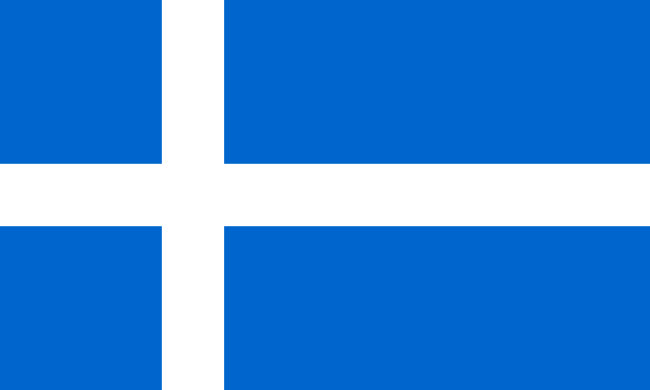 White Nordic cross on a blue background