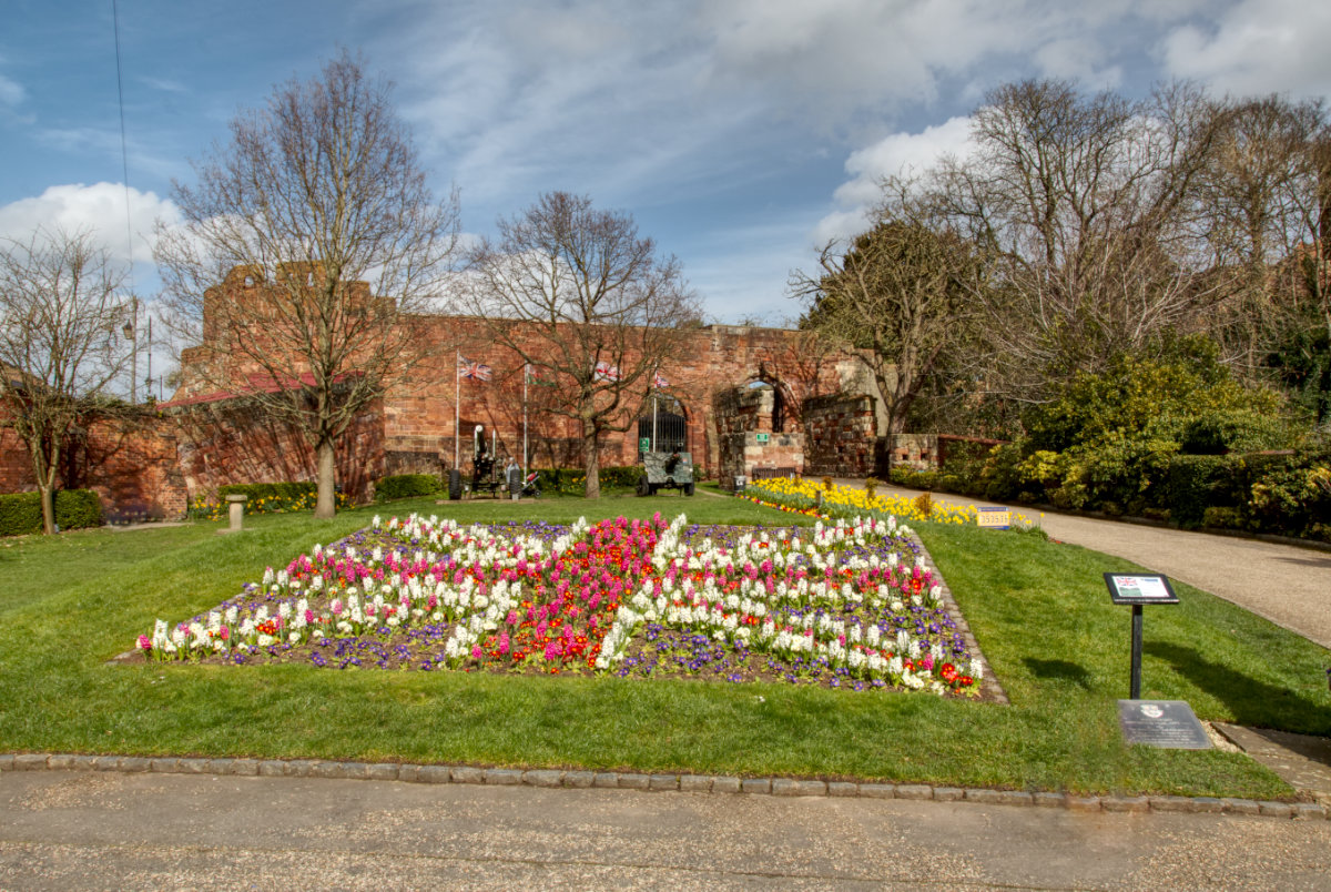 Union Jack display outside the castle