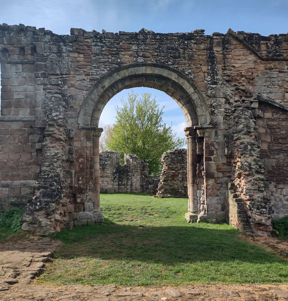 The entrance arch at White Ladies Priory